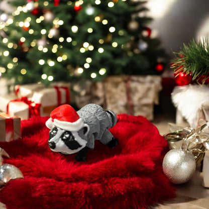 Flexy Racoon with Santa Hat